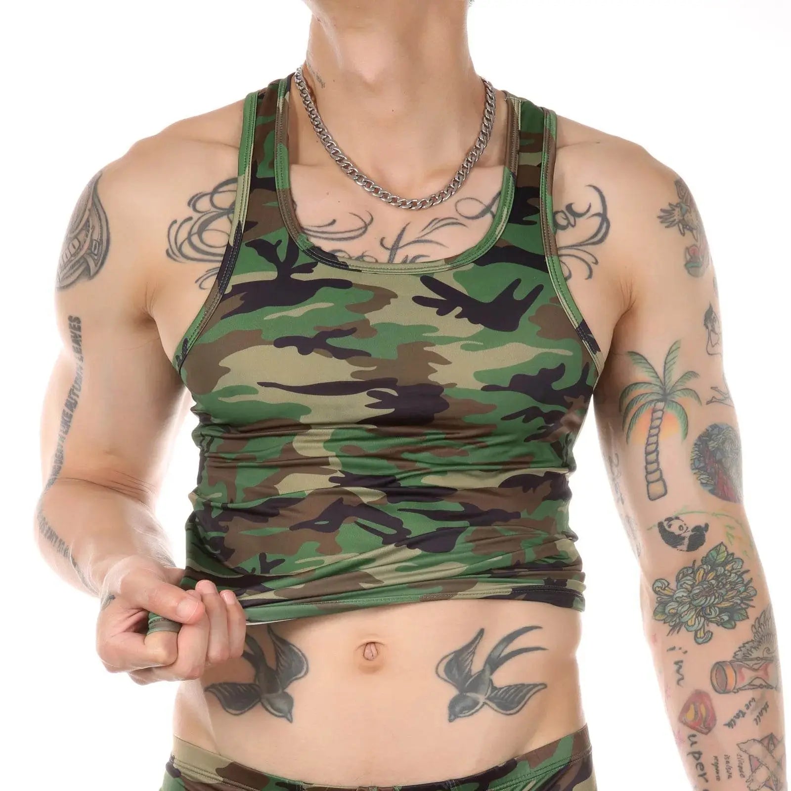 Men Sleeveless Undershirt in camo print for comfortable wear