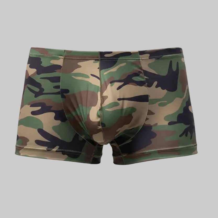 Mens Boxer Low Waist Underwear in Camouflage for Military Style Comfort