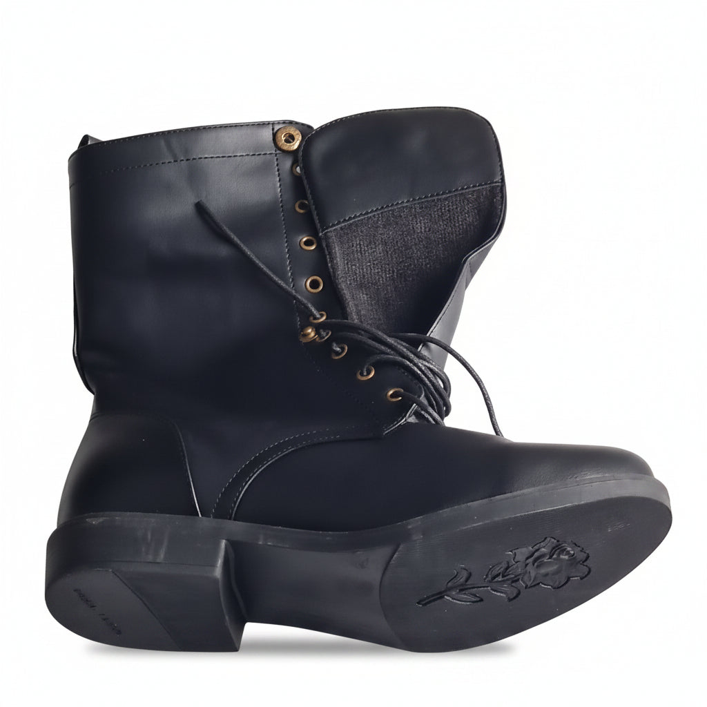 Military-Outdoors Black Medieval Boots for rugged outdoor use, featuring durable construction and comfort