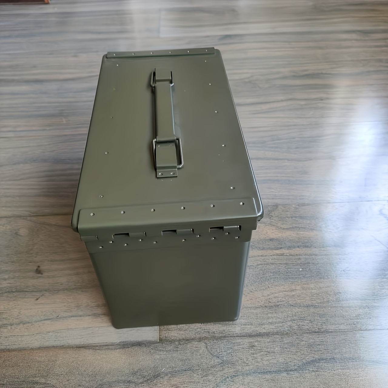 Durable metal storage box with secured lid for versatile outdoor and military use