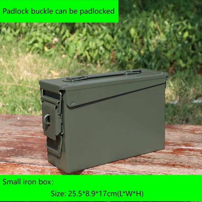 Durable green metal storage box with padlock buckle and spacious interior for secure storage