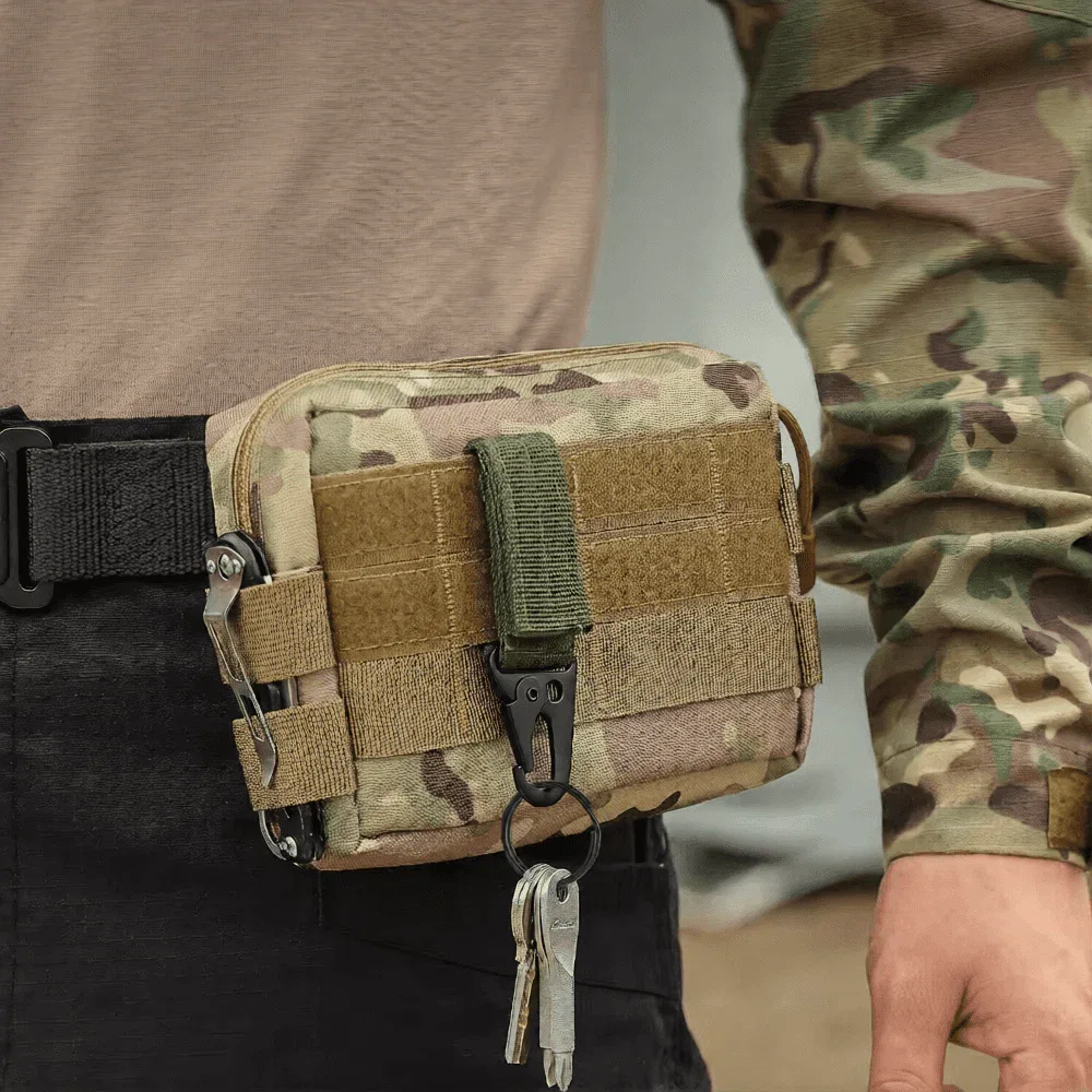 Military buckle strap in camouflage for tactical gear and easy access