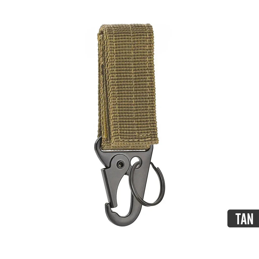 Tan military buckle strap for secure attachment and durability