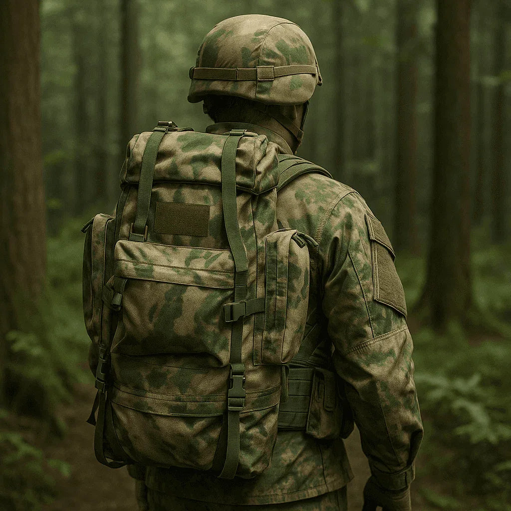 65L outdoor rucksack in camouflage for military and outdoor use