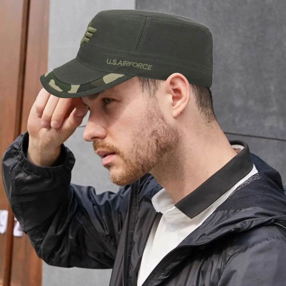 Military Cap in Green with U.S. Air Force Emblem for Outdoor Activities