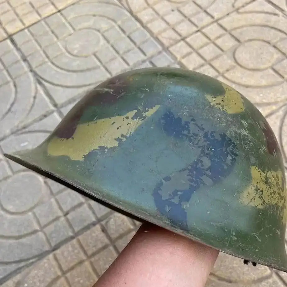 Used Chinese Army GK80 Helmet with camouflage design for military collectors and outdoor enthusiasts