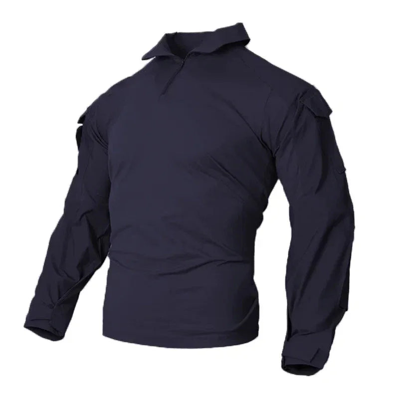 Military Combat Shirt in Navy Blue with Durable Fabric and Tactical Design for Outdoor Activities