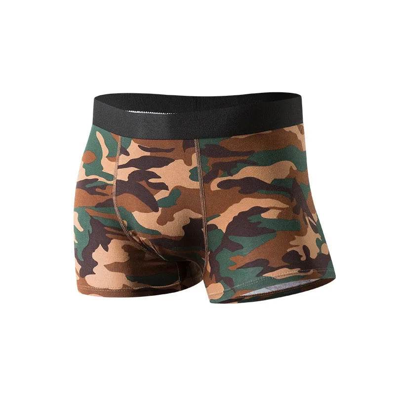 Military cotton boxers in camouflage print for comfort and durability during outdoor activities