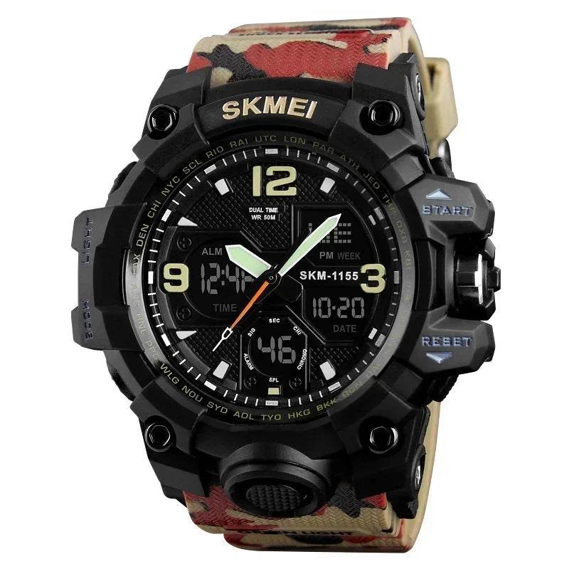 Military Digital Watch with Camo Strap for Outdoor Activities