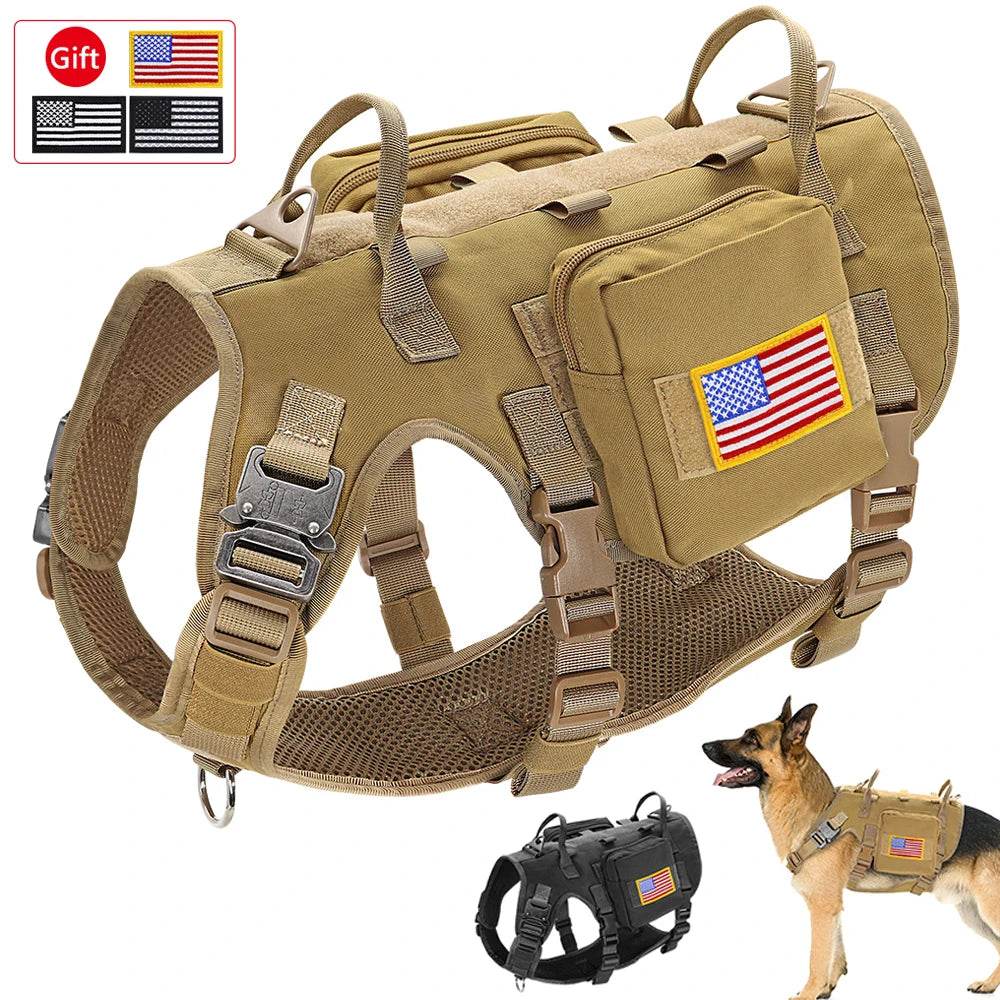 Military Dog Vest with USA Flag for Tactical Support - Military-Outdoors.com