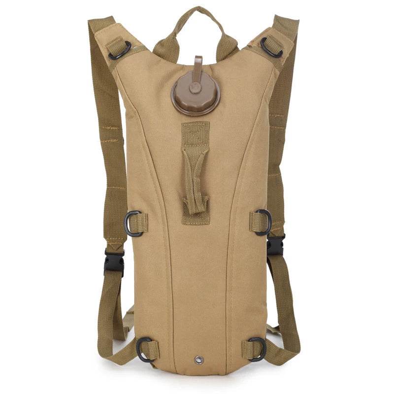 Military hydration backpack 3L in tan color with adjustable straps and hydration reservoir