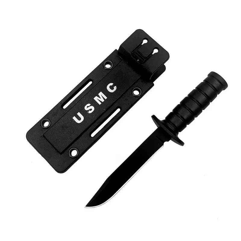 Mini survival knife with a sleek design, black, and protective case, ideal for outdoor adventures- Military-Outdoors.com