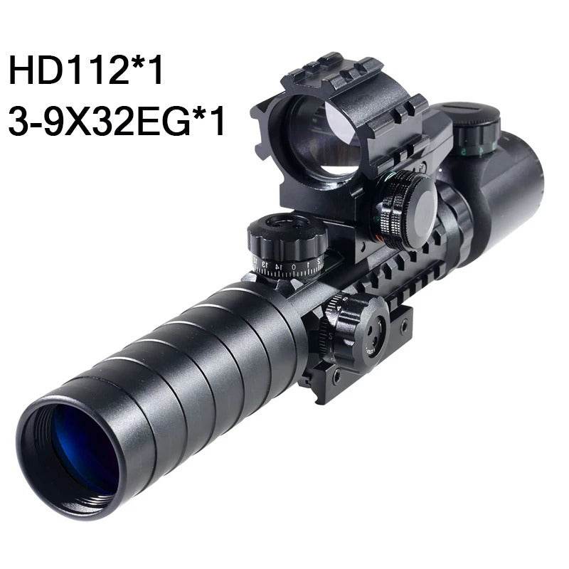 4-in-1 Rifle Scope Combo - 3-9x32mm Red Dot Sight Laser and Slot Riser - Military-Outdoors.com