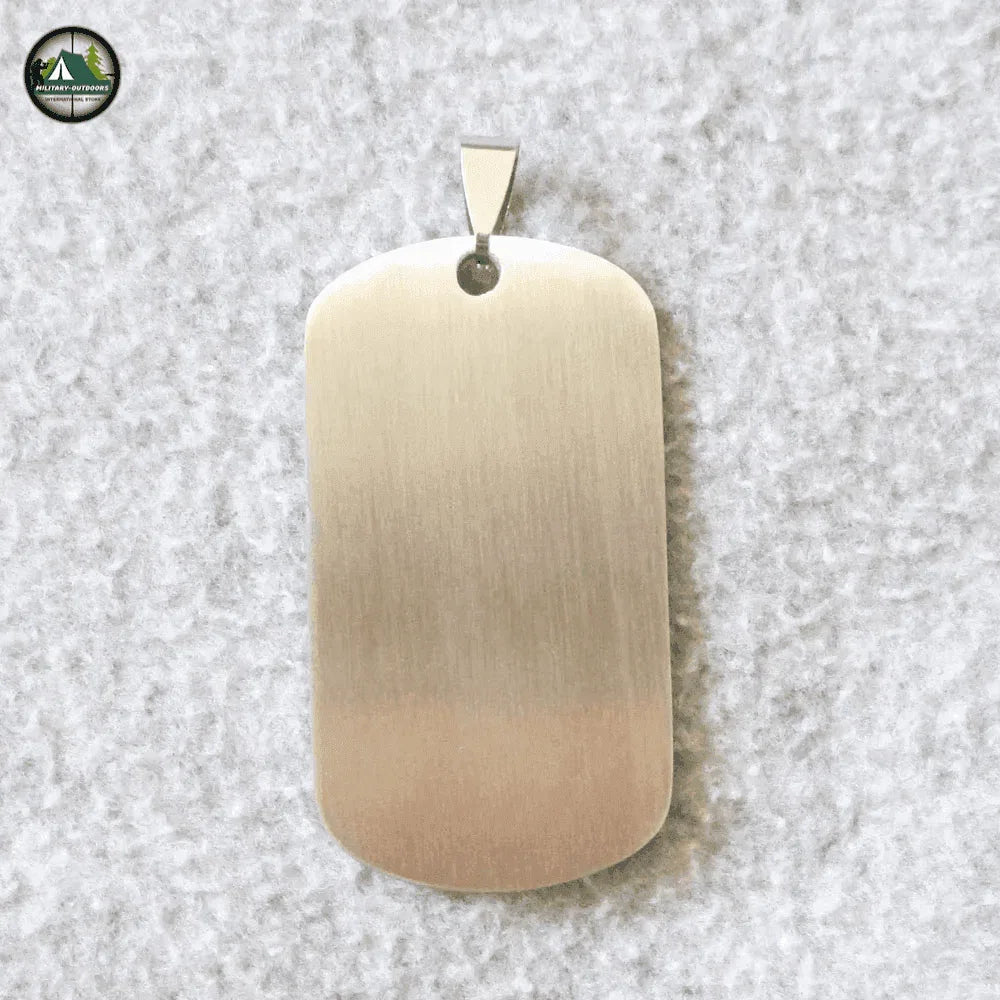 Blank dog tags in silver, perfect for customization and military identification
