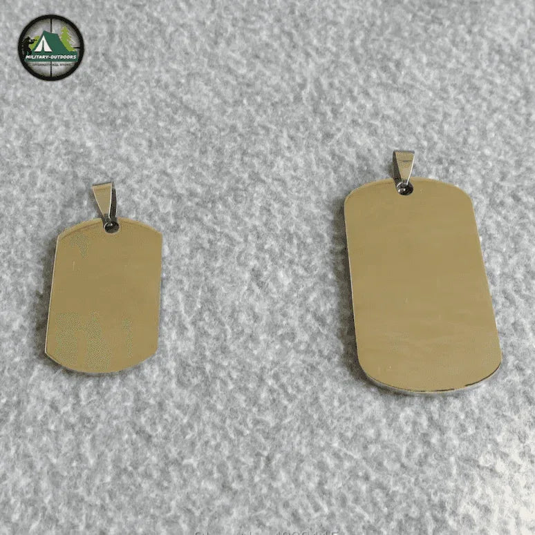 Blank dog tags in two sizes for customization and identification