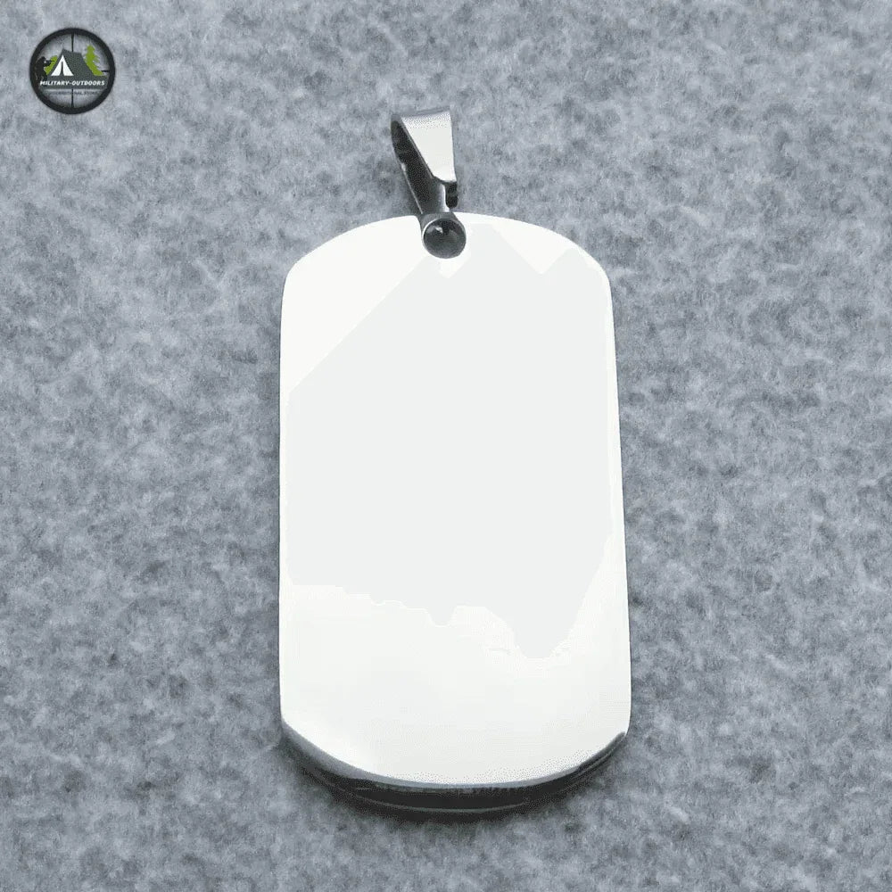 Blank dog tags in shiny silver finish for customization and identification