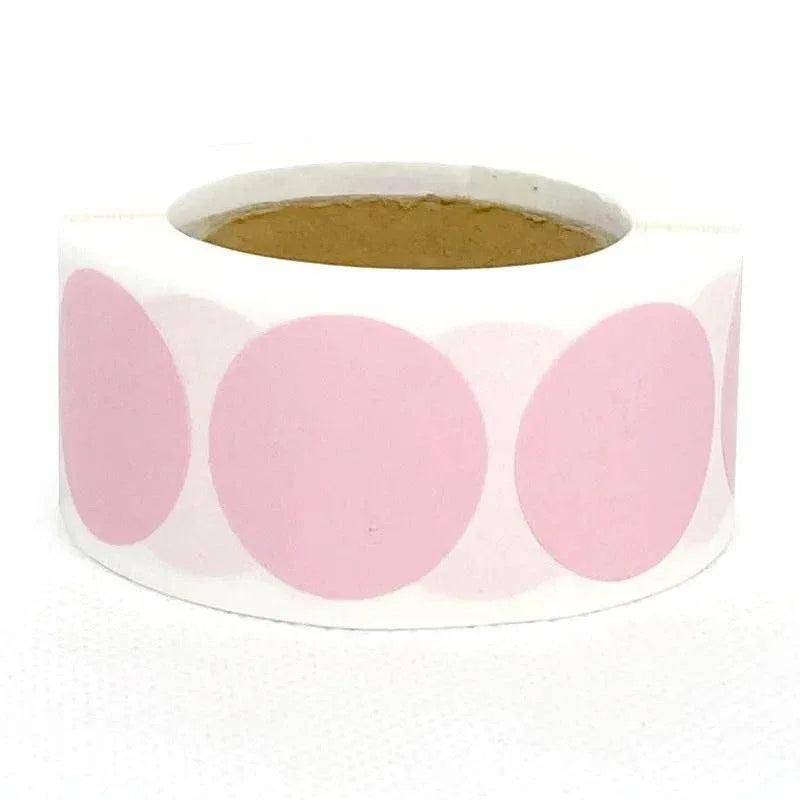 Fluorescent round labels 25mm in pink for marking and organization