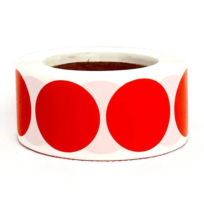 Fluorescent round labels 25mm in red for shooting target marking