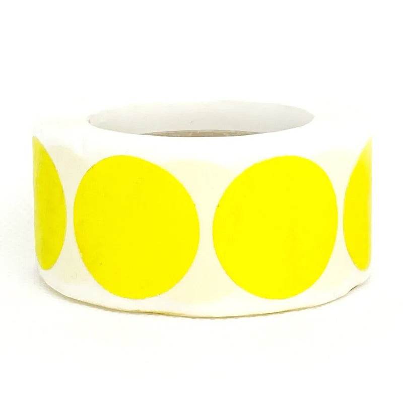 Fluorescent round labels 25mm in bright yellow for easy visibility