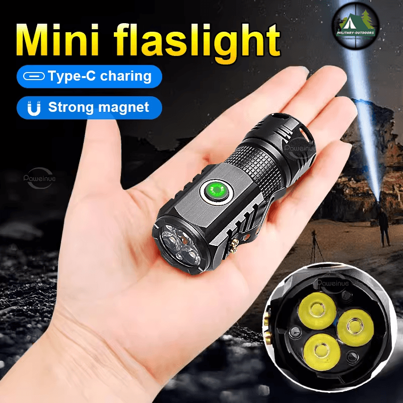 Military Mini Powerful Flashlight with Type-C Charging - Military-Outdoors.com