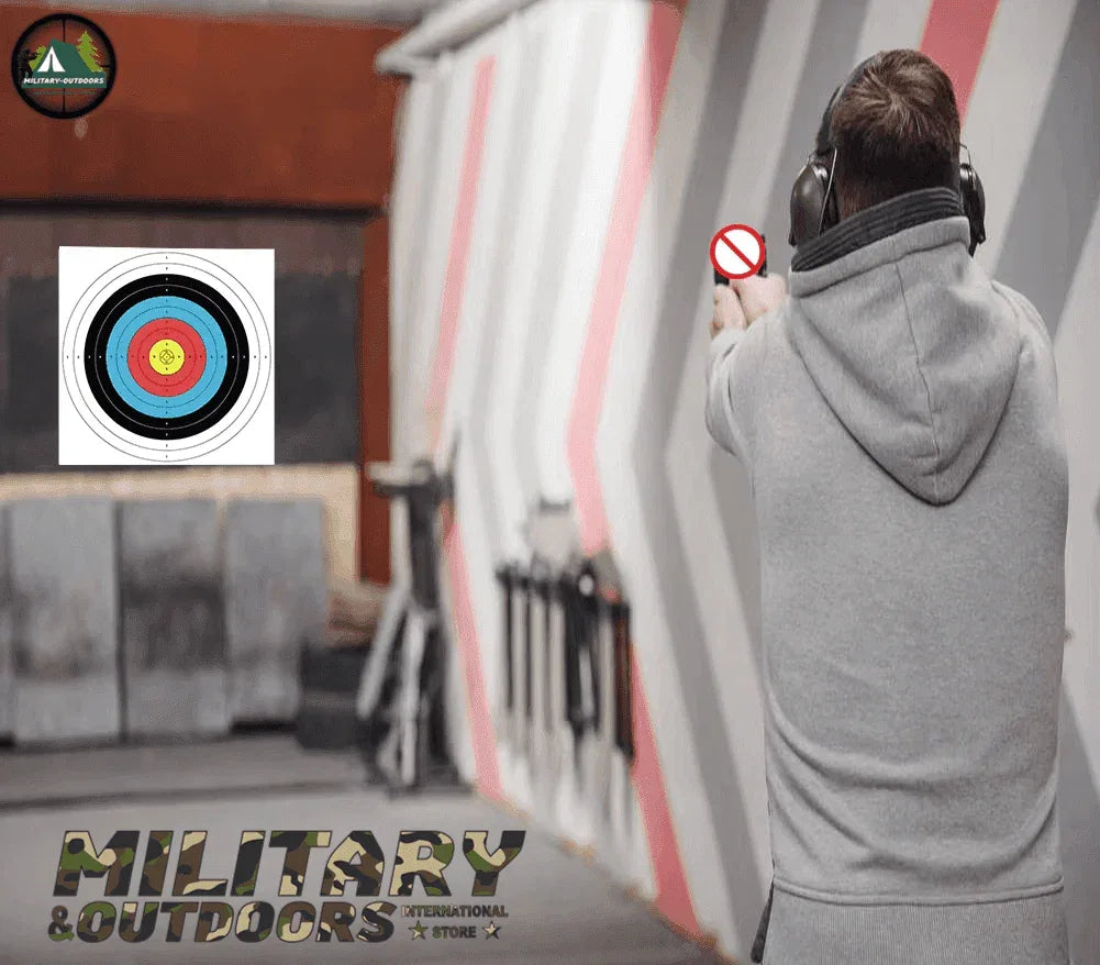 Paper shooting target for indoor practice with clear color zones
