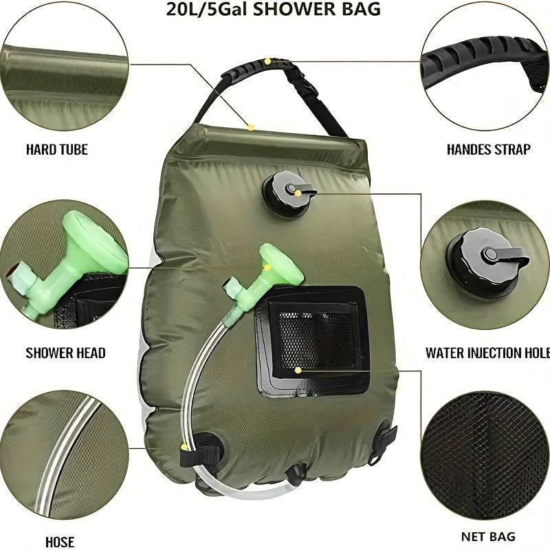 Portable Solar Shower Bag 20L With Hose - Military-Outdoors.com
