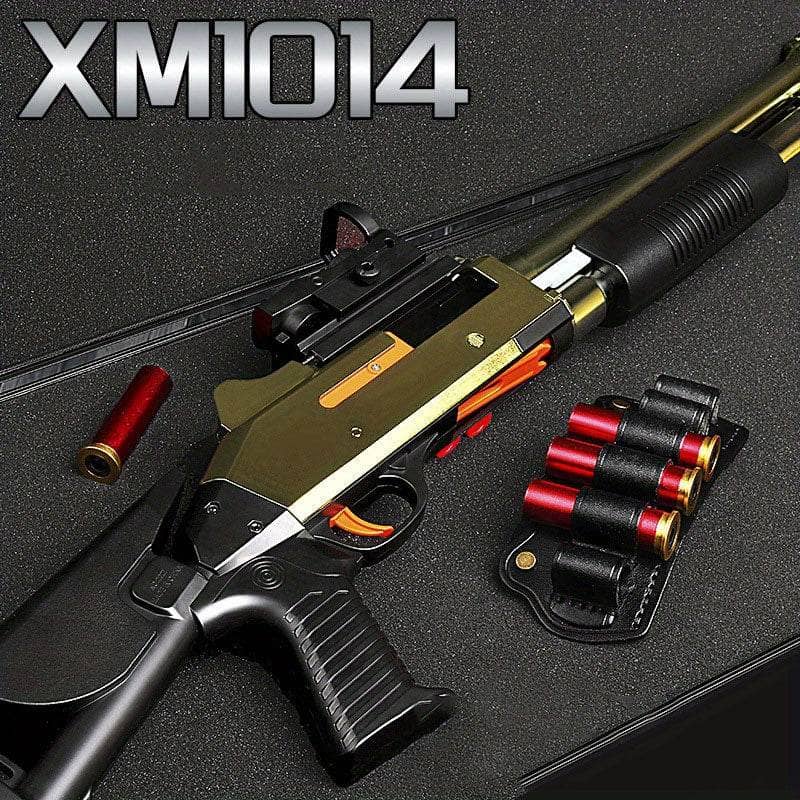Detailed XM1014 shell ejecting shotgun toy with realistic design and colorful shells included