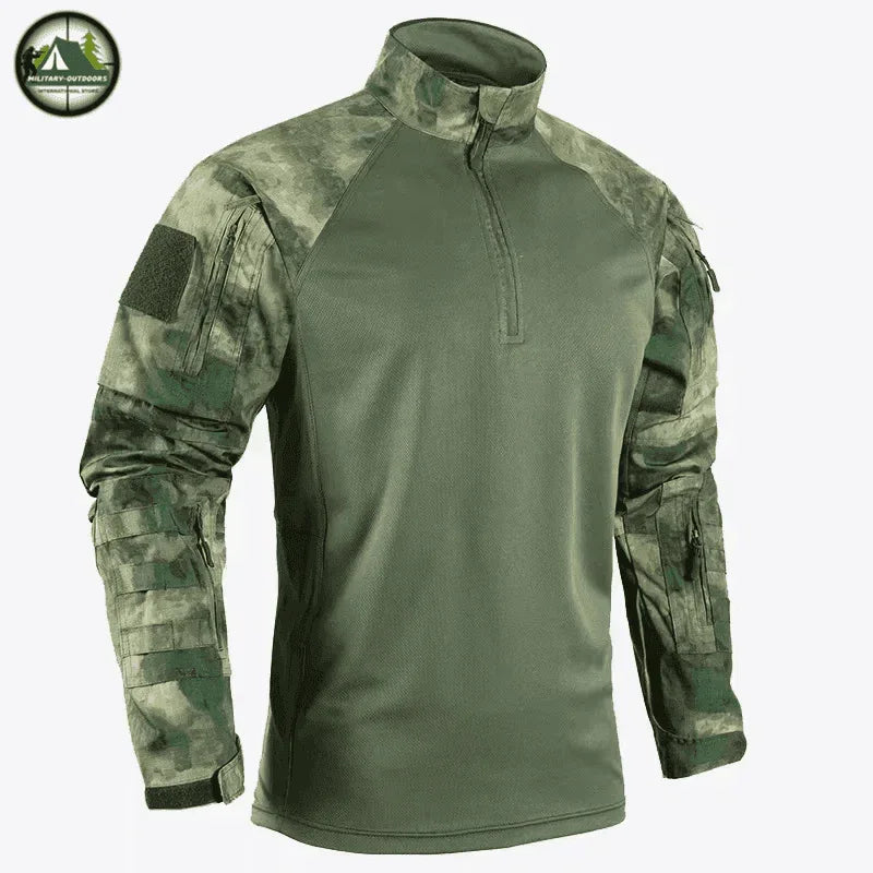 Military Tactical Long Sleeve T-Shirts in Olive Green for Outdoor Activities