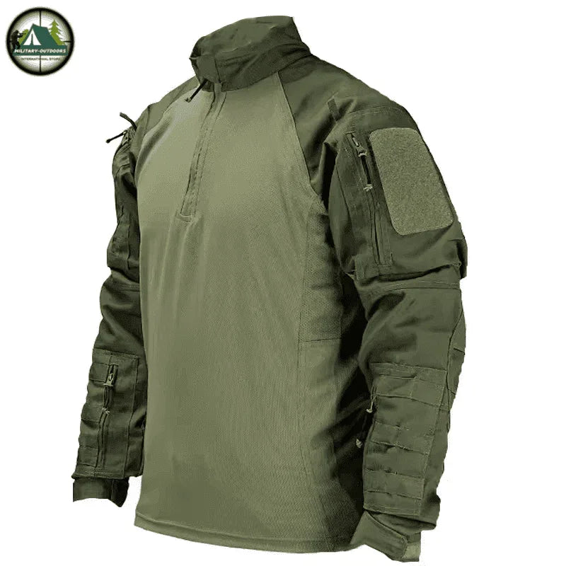 Military green tactical long sleeve t-shirts for outdoor activities