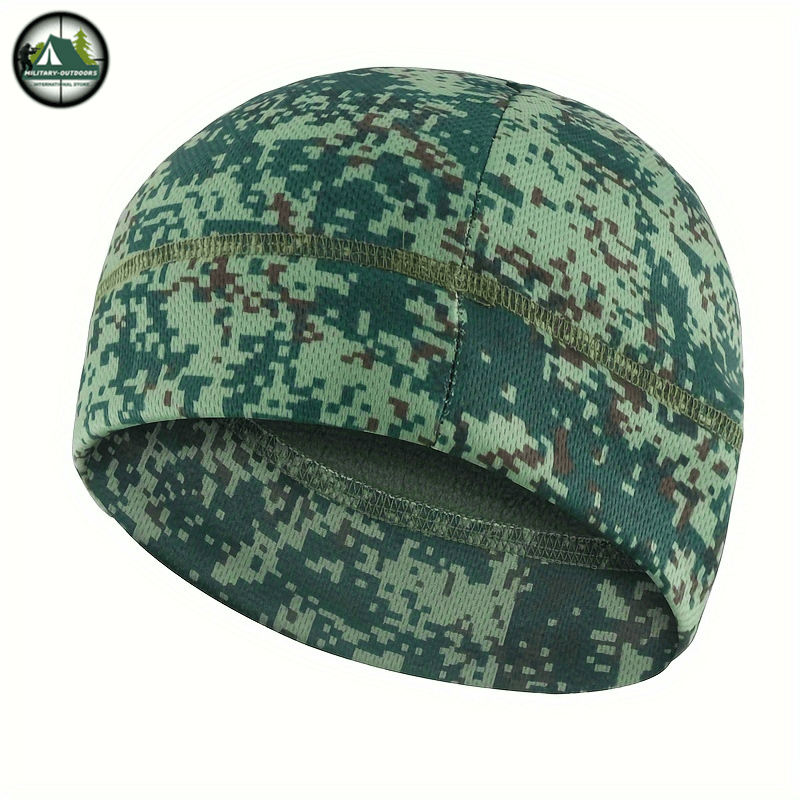 Camo pattern windproof fleece winter cap designed for outdoor activities and cold weather comfort
