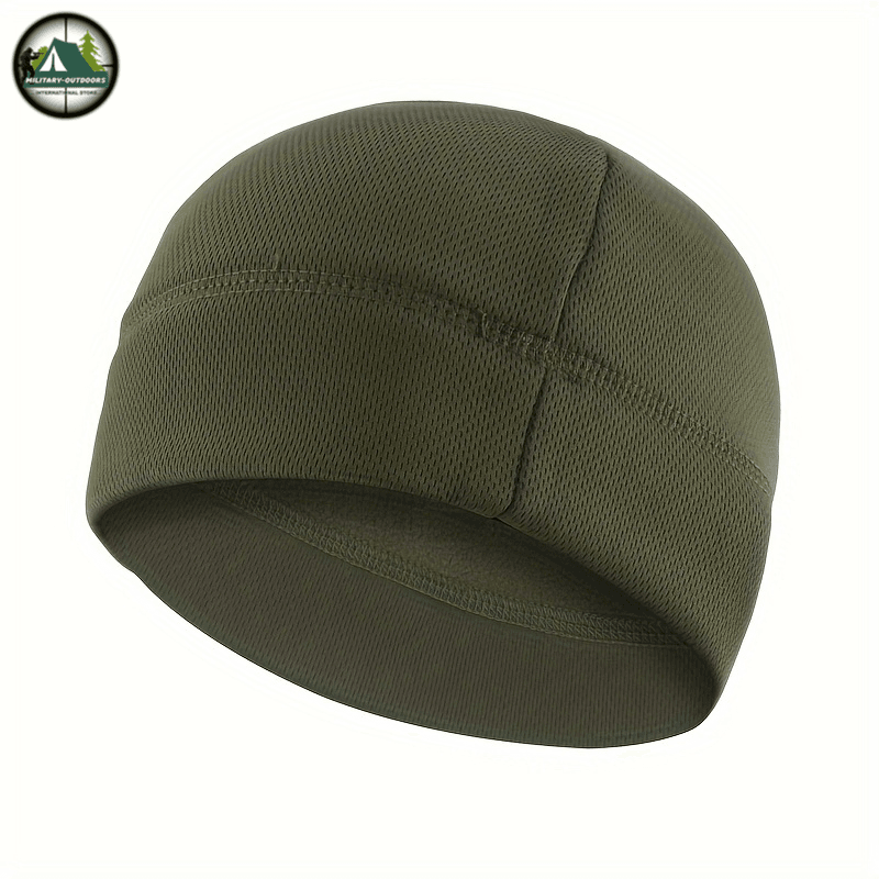Green windproof fleece winter cap for outdoor activities and cold weather protection