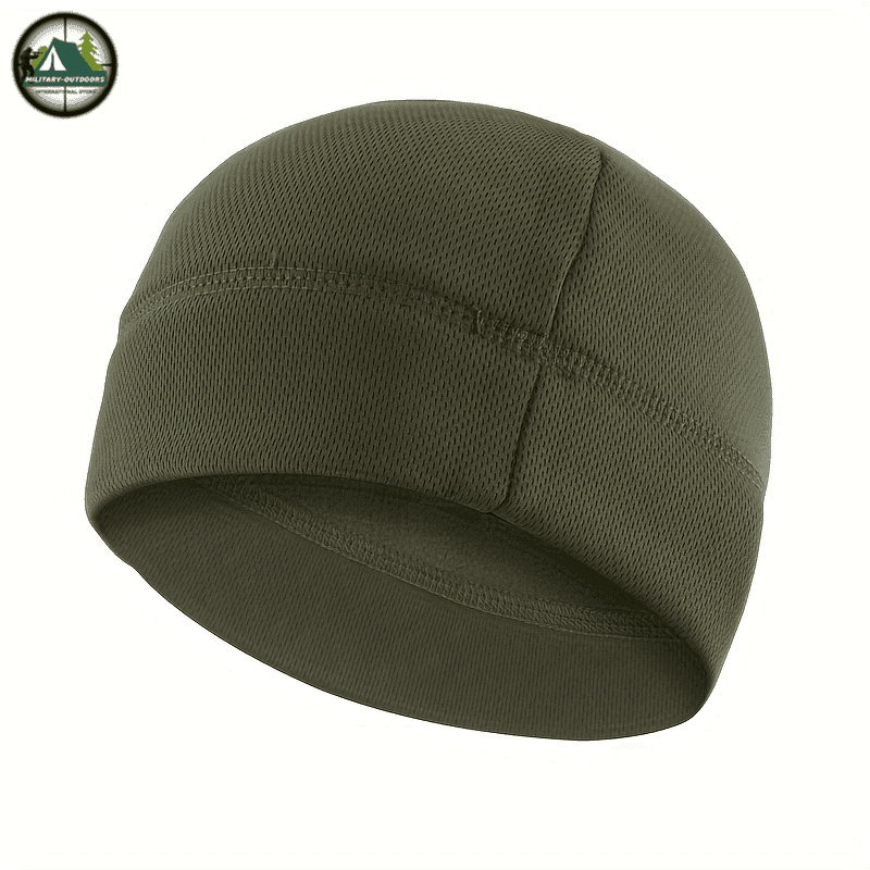 Green windproof fleece winter cap for outdoor activities and cold weather protection