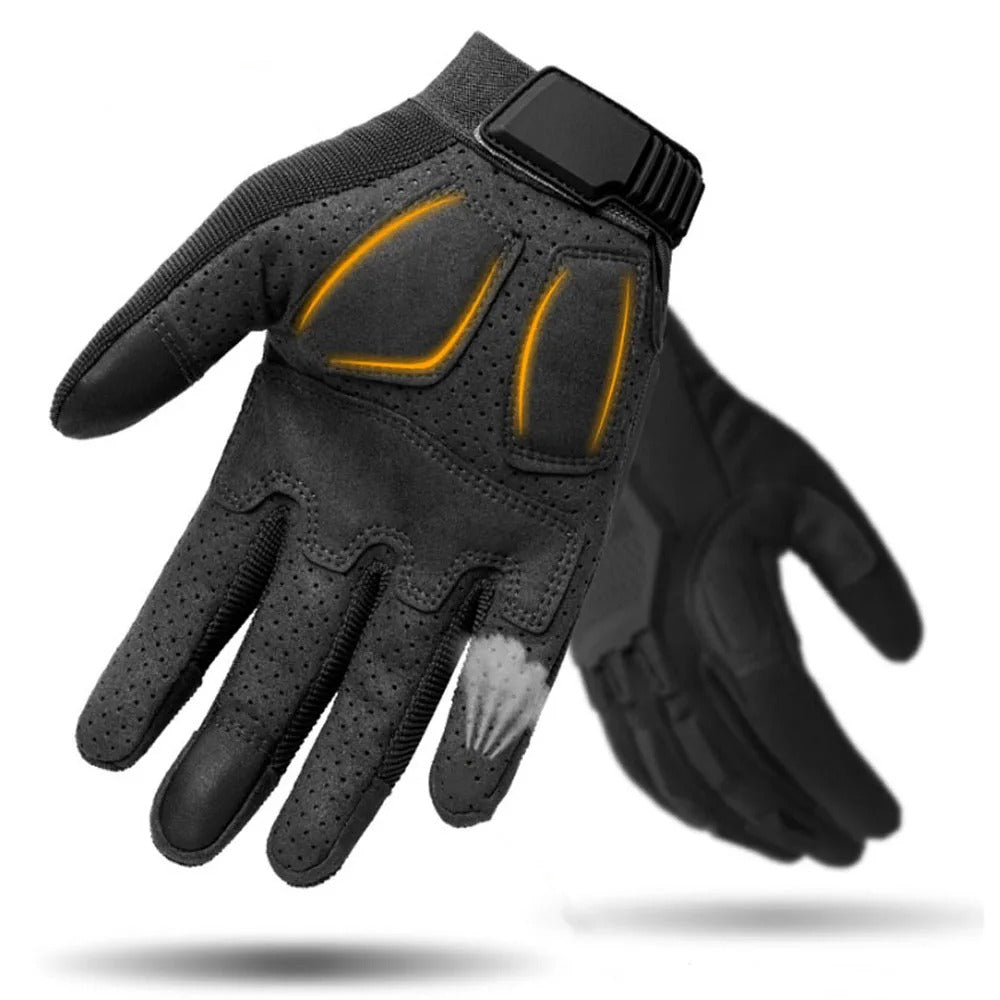 Black military-style gloves with reinforced grip for outdoor activities