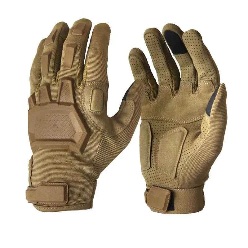 Military-Style Gloves in Tan with Enhanced Grip for Tactical Use