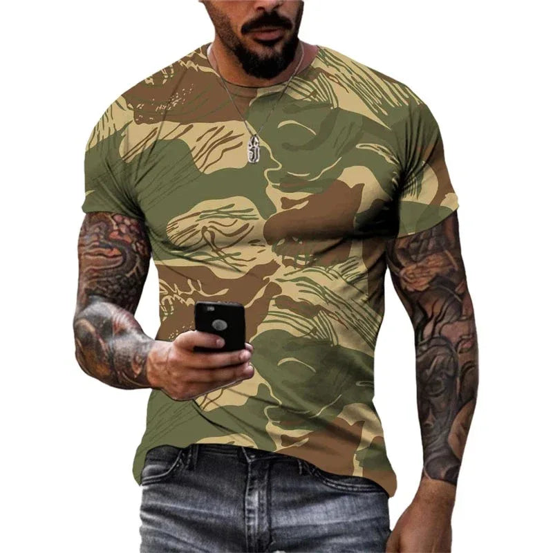 Military Style T-Shirt in Camouflage for Outdoor and Casual Wear