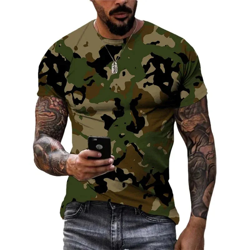Military Style T-Shirt in Camo for Outdoor Adventures