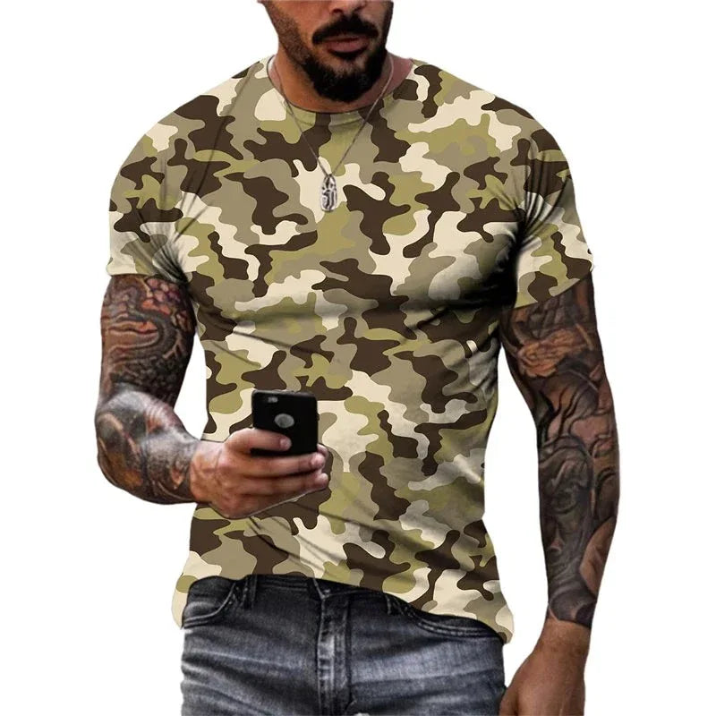 Military Style T-Shirt in Camouflage Design for Outdoor Adventures
