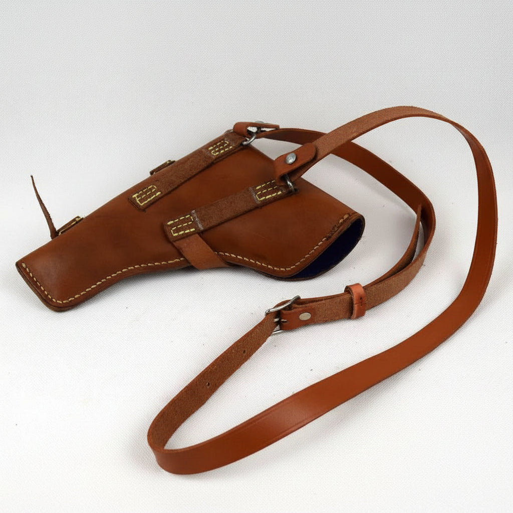 Tokarev leather holster in brown with adjustable strap for secure carrying
