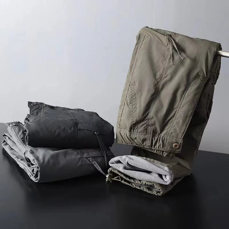 Winter fleece military pants in gray and black for cold weather comfort