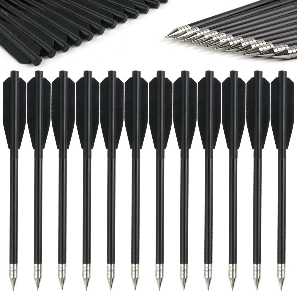Set of 36 mini crossbow bolts 36pcs with black shafts and silver pointed tips for precision shooting