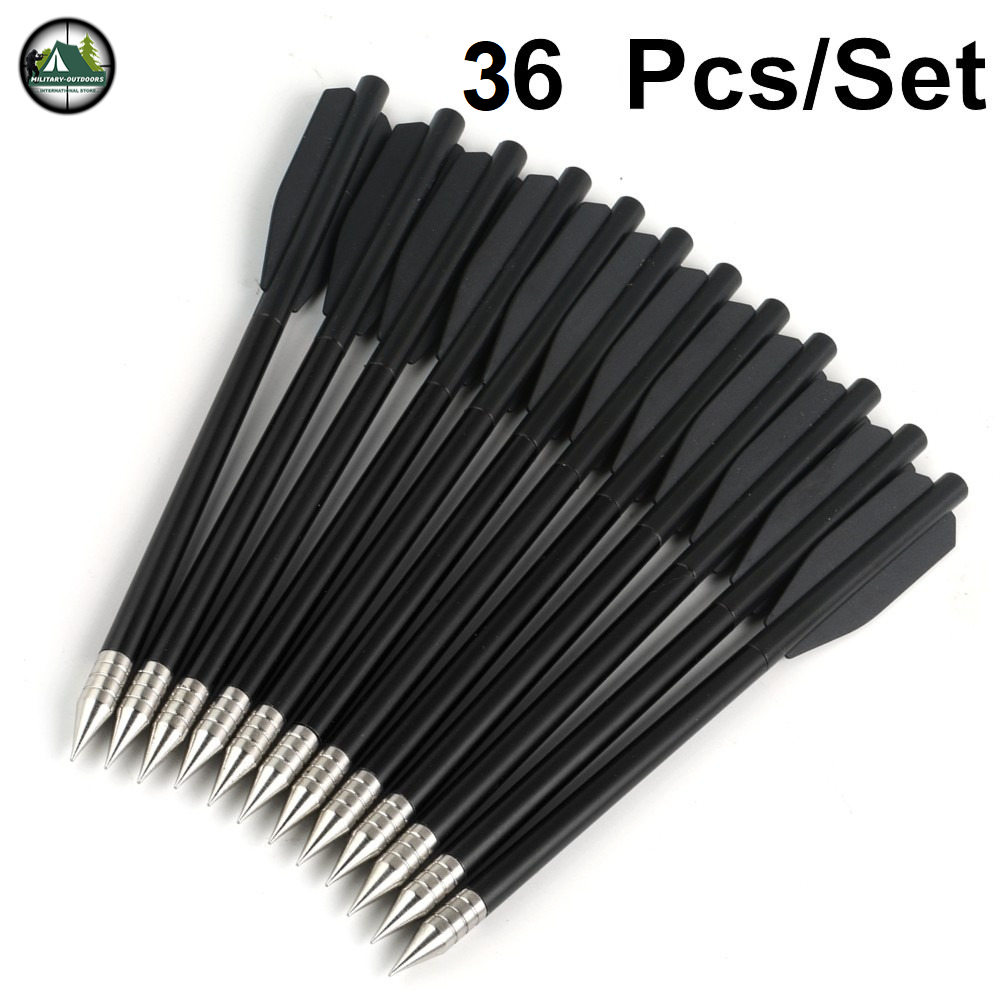 Set of 36 mini crossbow bolts 36pcs with black shafts and sharp metal tips