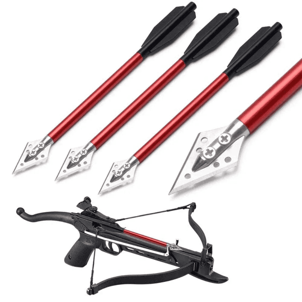 Mini crossbow bolts set with red aluminum shafts for accurate shooting