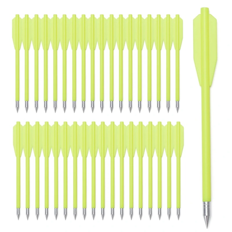 Set of bright yellow mini crossbow bolts for target practice