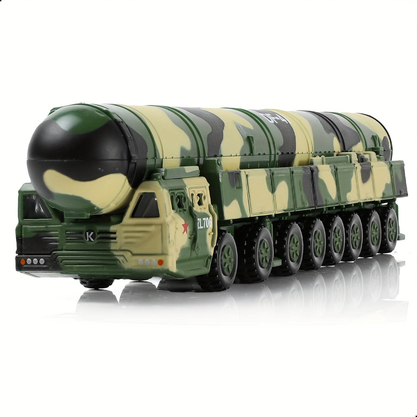 Military camouflage missile transport truck model for collectors and enthusiasts