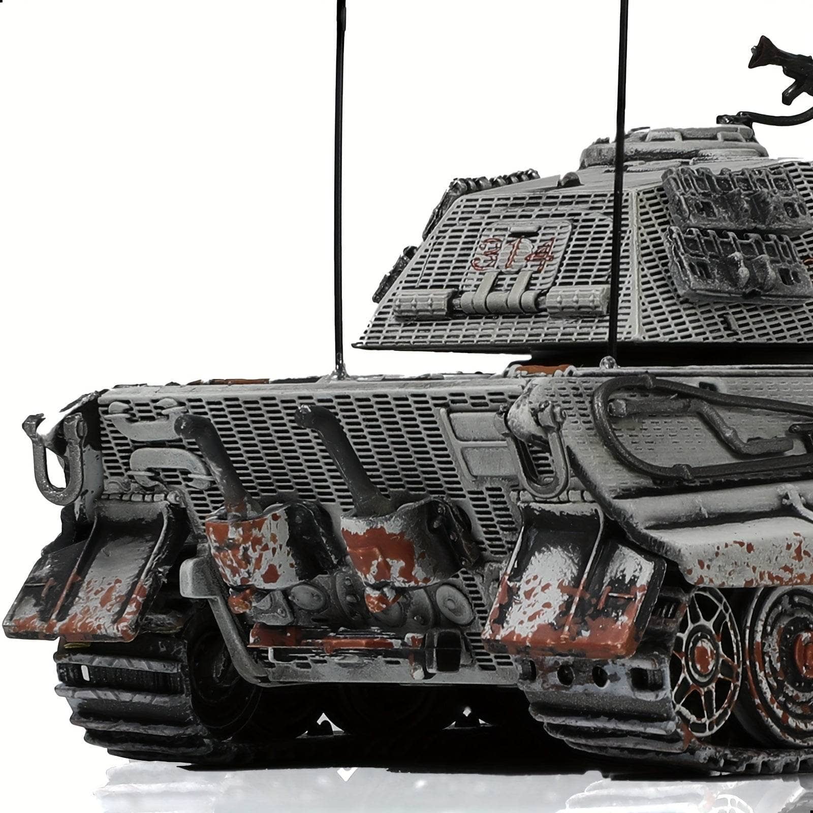 German Tiger II model kit with detailed weathering effects for collectors