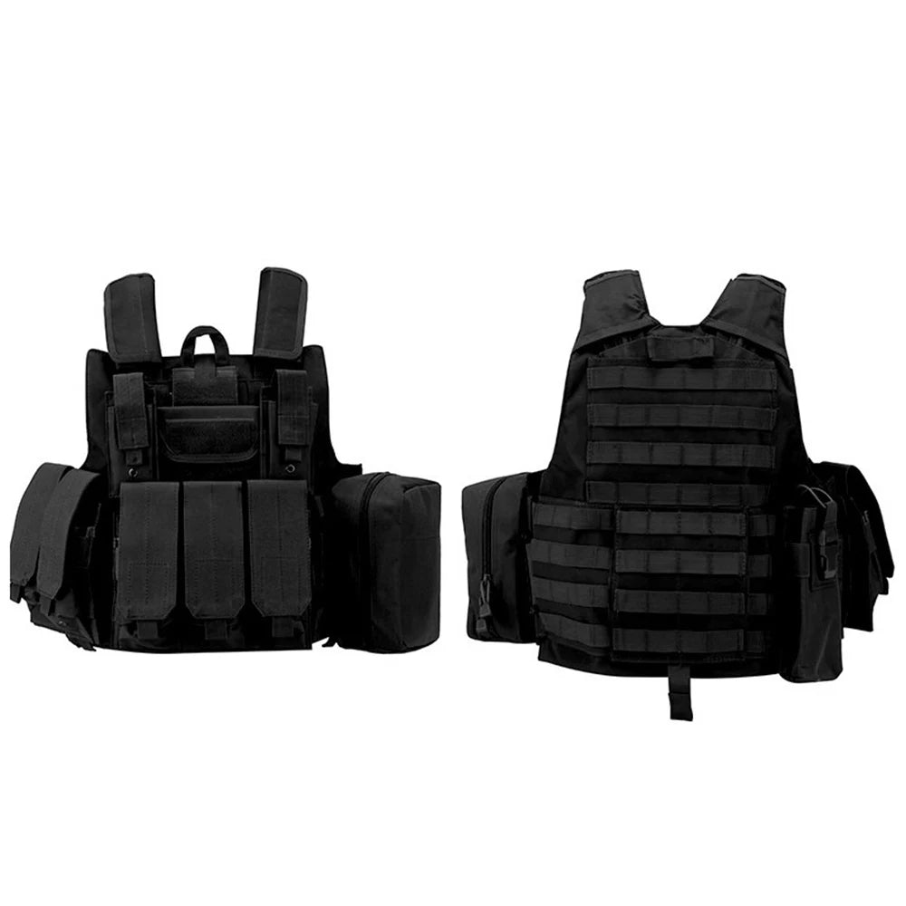MOLLE extended vest with adjustable straps and multiple pockets for outdoor activities