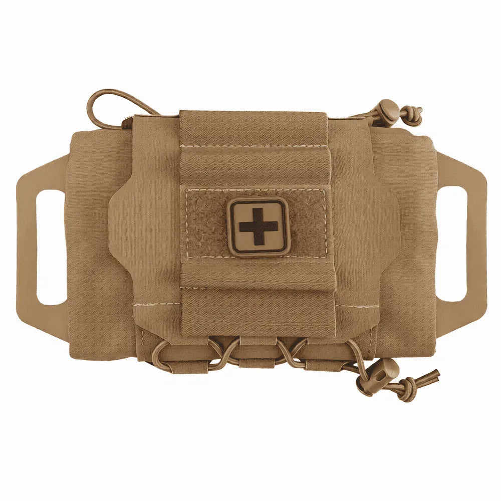 Molle first aid kit in tan, ideal for outdoor emergencies