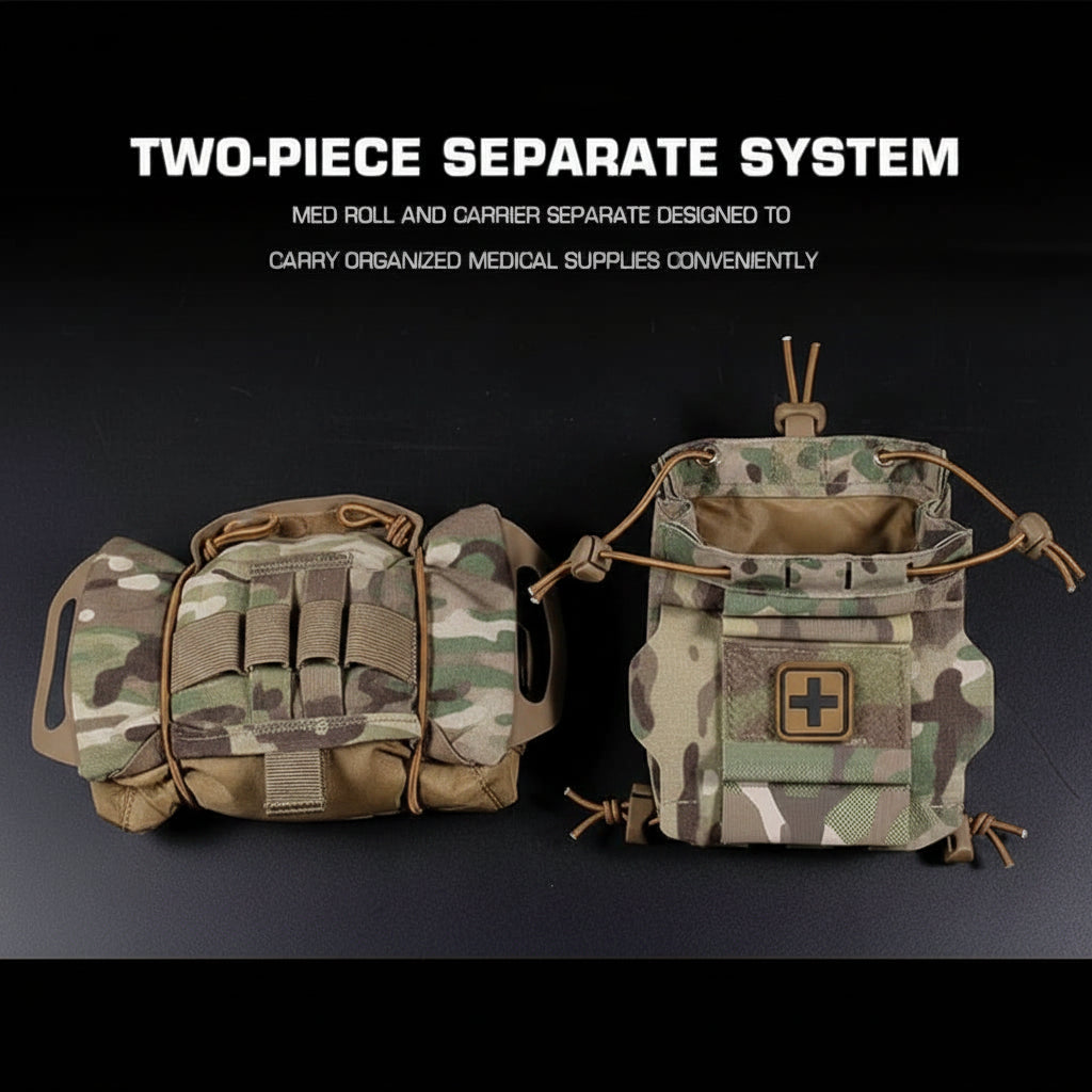 Molle first aid kit in camouflage design for organized medical supply storage