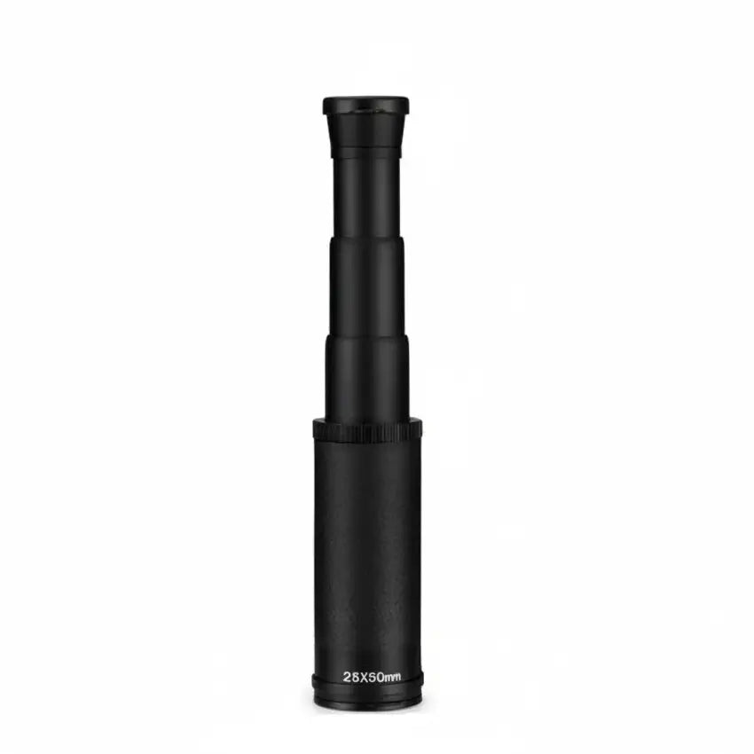 Black monocular telescope with 25X magnification for outdoor viewing