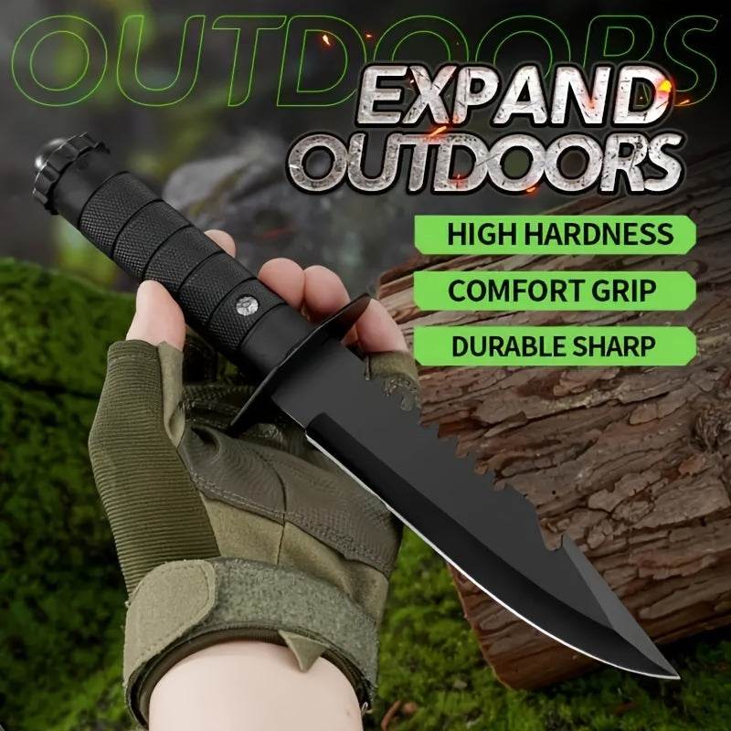 Durable hunting and camping knife with a comfort grip and high hardness blade for outdoor activities